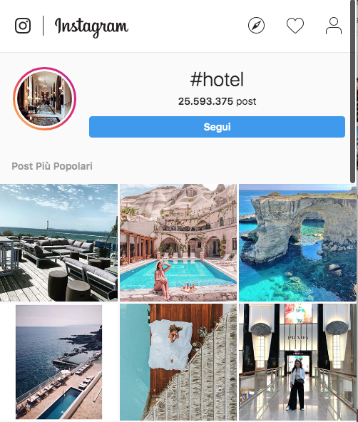 instagram per hotel